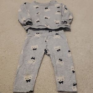 Matching Baby Cat Top And Leggings Set